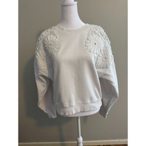 American Eagle Embroidered Boxy Cream Sweatshirt Size Medium